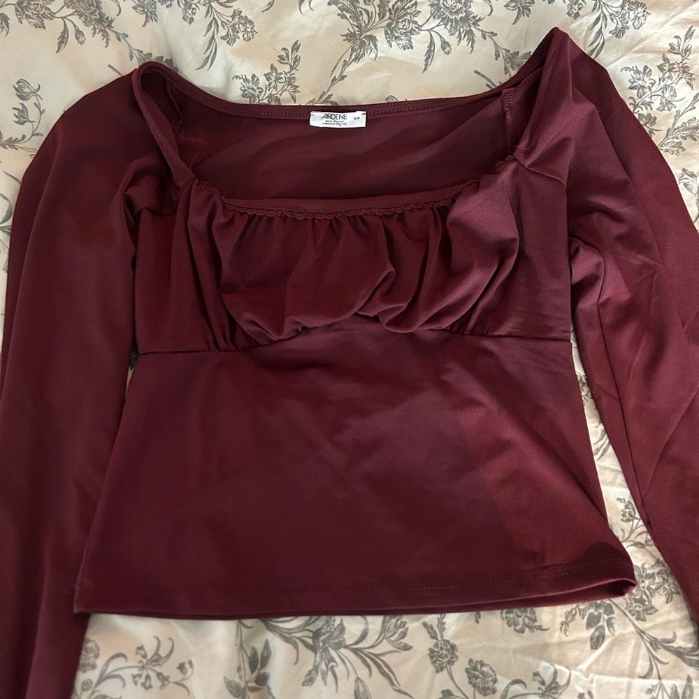 Ardene Burgundy Long Sleeve Blouse